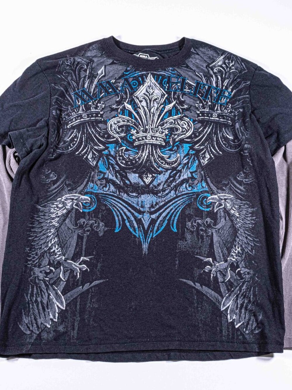 MMA Elite All Over Print Thermal Long Sleeve Shirt Mens XL Y2K Grunge Gothic